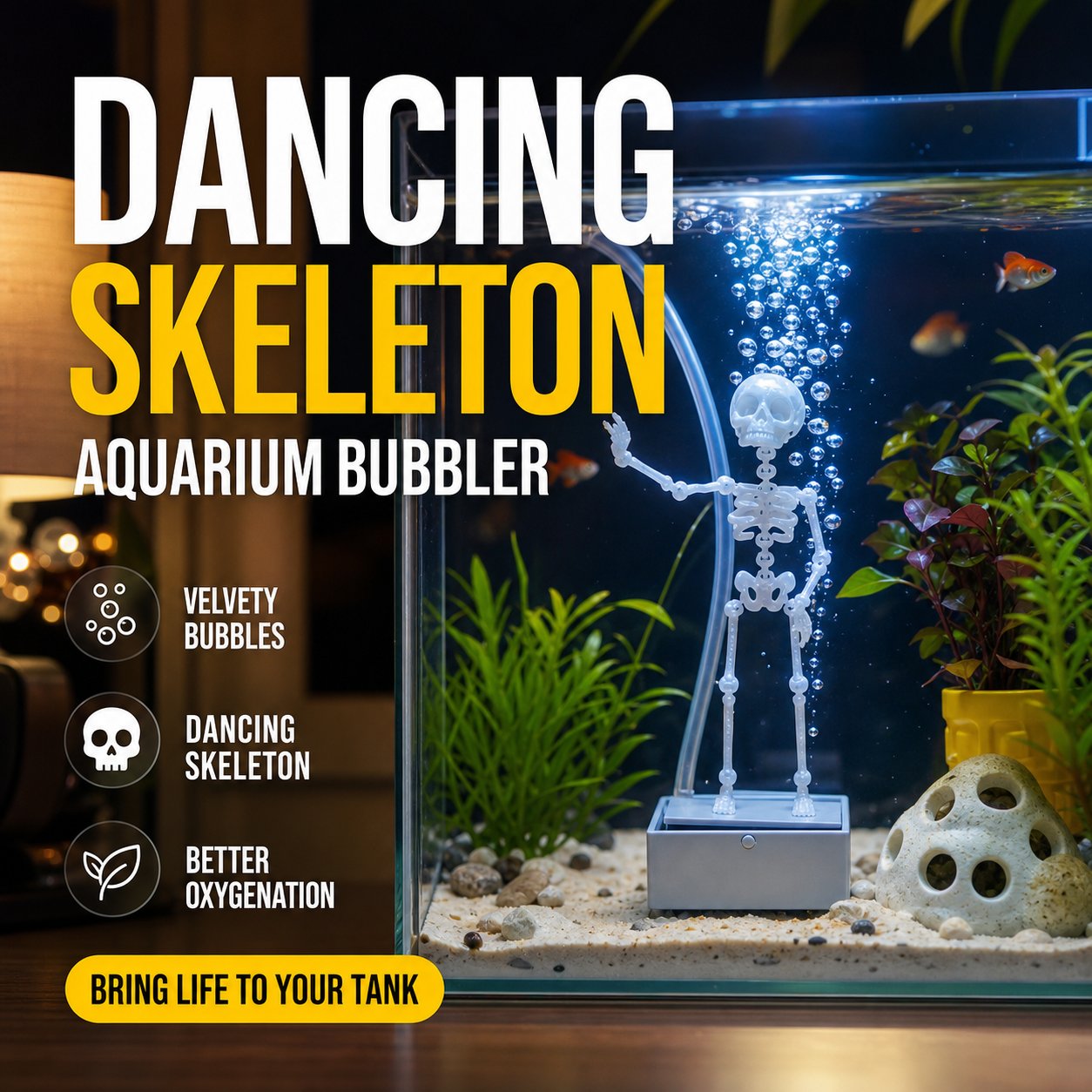 💀 Décoration d'aquarium « Squelette dansant » – Squelette de pirate · Décoration d'aquarium amusante ✨