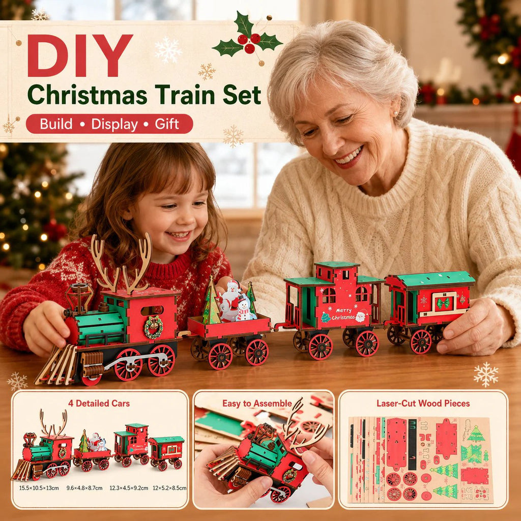 🎅🎄Christmas DIY Kit: 3D wooden train to assemble