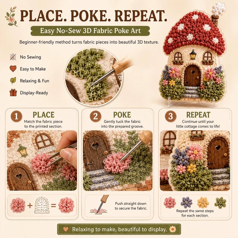 🏡 No-Sew 3D Textile Art Kit: Fairy Village ✨