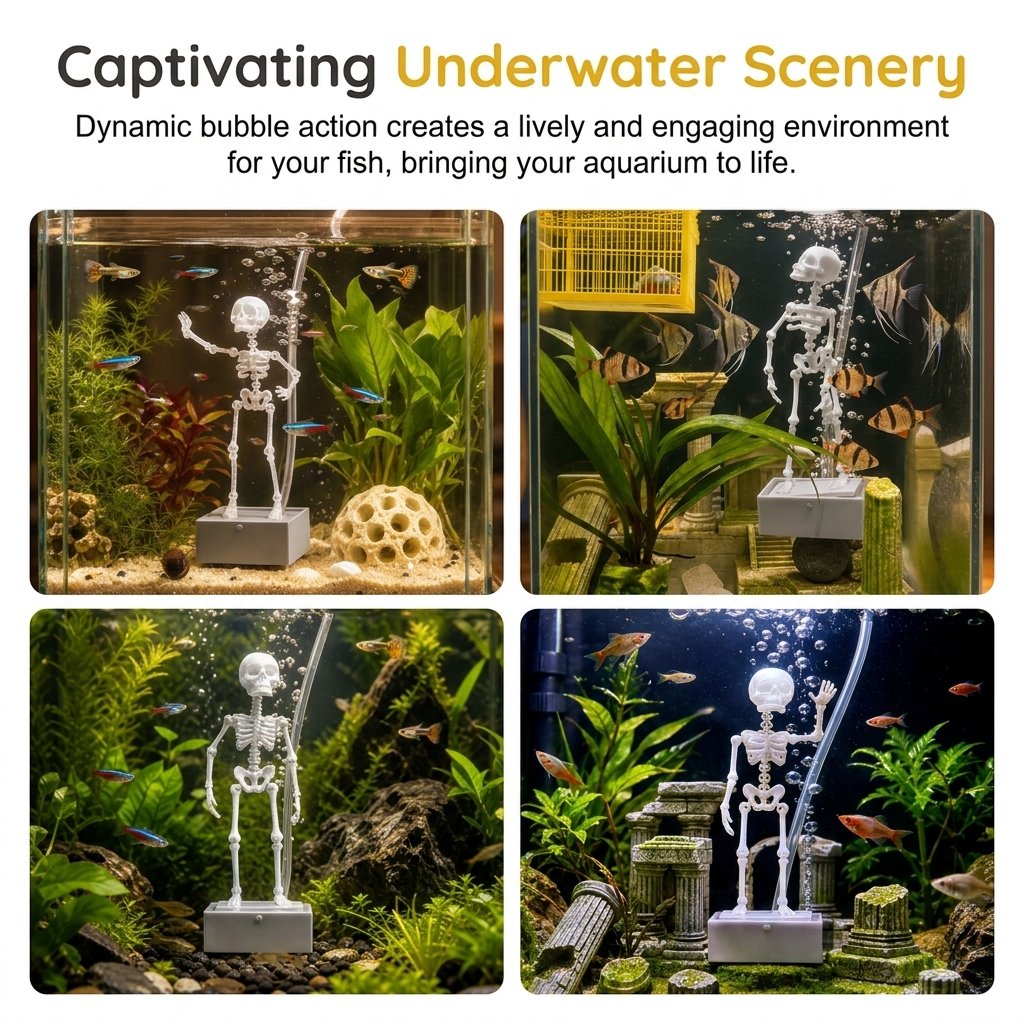 💀 Décoration d'aquarium « Squelette dansant » – Squelette de pirate · Décoration d'aquarium amusante ✨