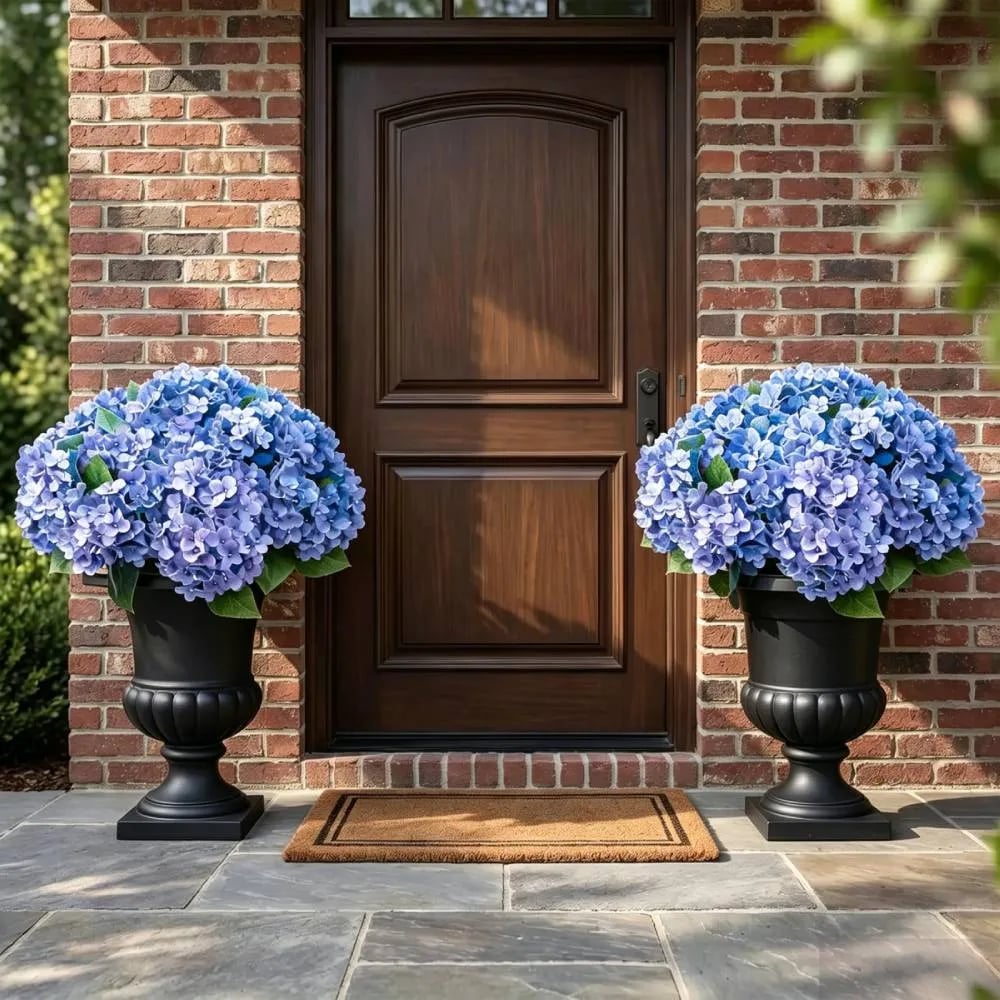 🌼Artificial Hydrangea Flowers for Outdoors – Low-Maintenance Faux Flower Bouquet for Porch, Patio & Garden Decor💐🌸