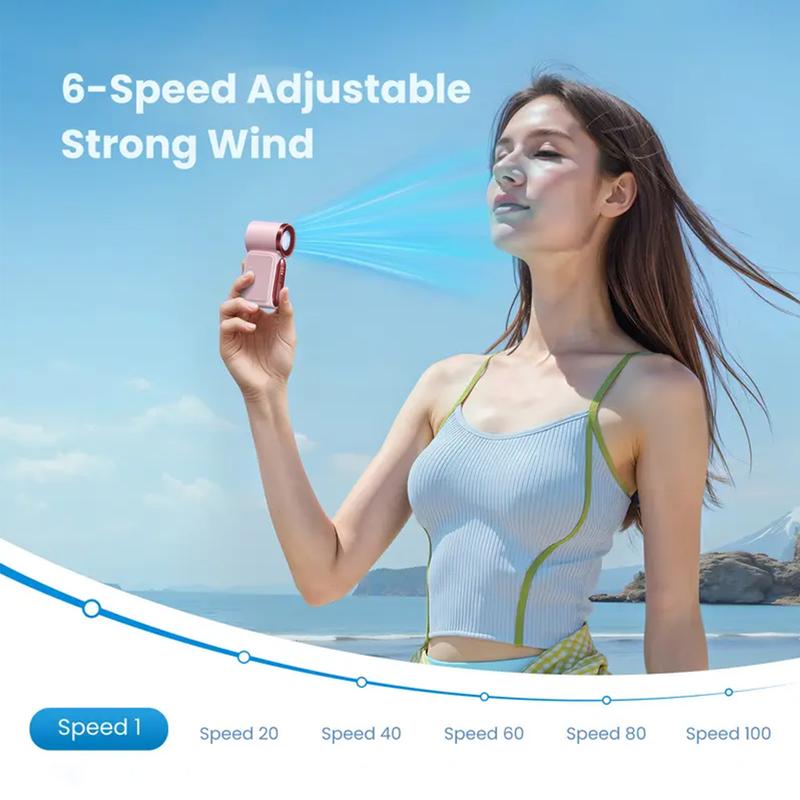 💨 Mini Handheld Fan with LED Display|  🧊6 speeds, 10.7 hours of cool| Weighs nothing – goes anywhere
