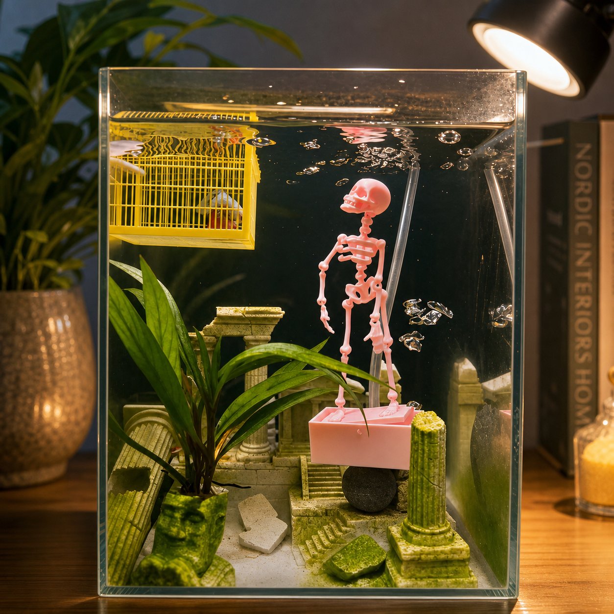 💀 Décoration d'aquarium « Squelette dansant » – Squelette de pirate · Décoration d'aquarium amusante ✨