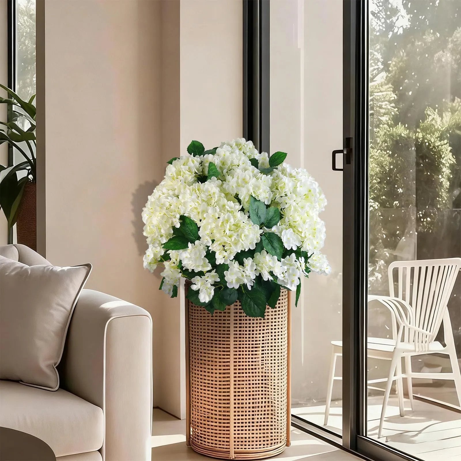 🌼Artificial Hydrangea Flowers for Outdoors – Low-Maintenance Faux Flower Bouquet for Porch, Patio & Garden Decor💐🌸