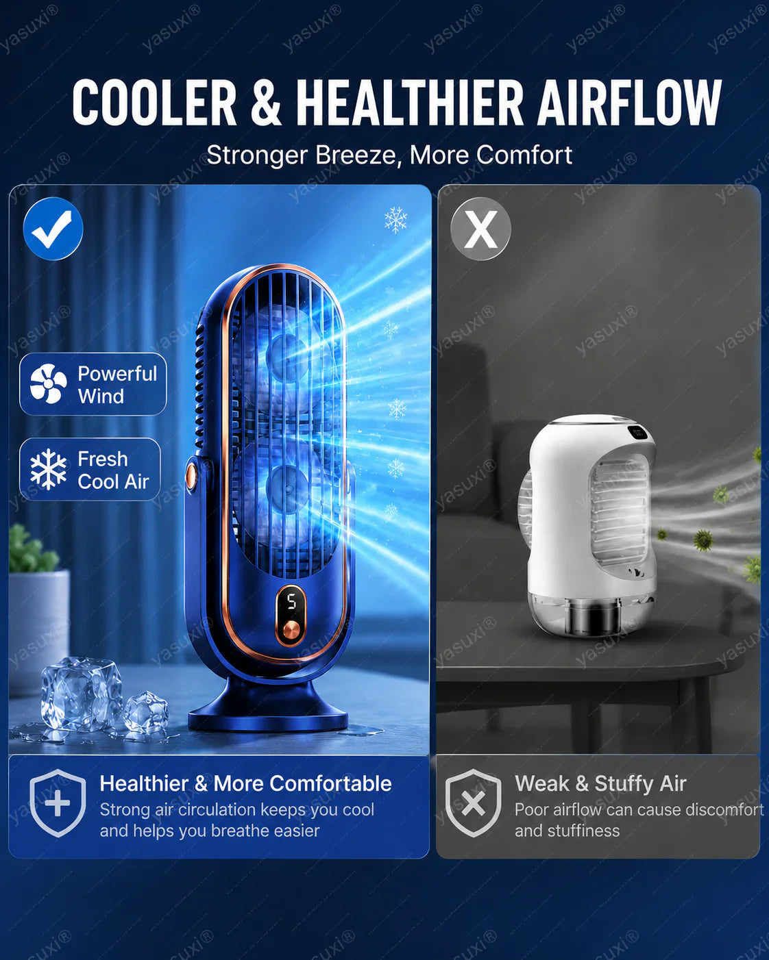 🥳2026 HOT SALE🥳💞50K+ SOLD!💨🌙 50% OFF! Portable Table Fan – 5 speeds, ultra‑quiet, gentle breeze. Perfect for bedroom or office. Stay cool without noise! 😴✨