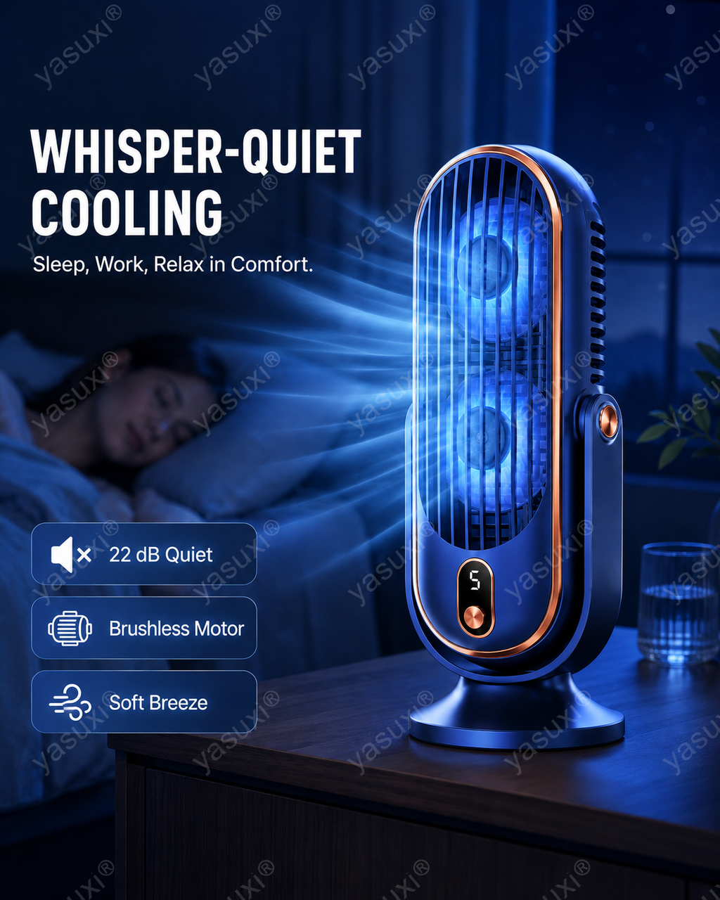 🥳2026 HOT SALE🥳💞50K+ SOLD!💨🌙 50% OFF! Portable Table Fan – 5 speeds, ultra‑quiet, gentle breeze. Perfect for bedroom or office. Stay cool without noise! 😴✨
