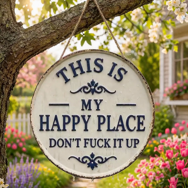 📢📢LAST DAY SALE 50% OFF✨Happy Place – Vintage Statement Metal Sign
