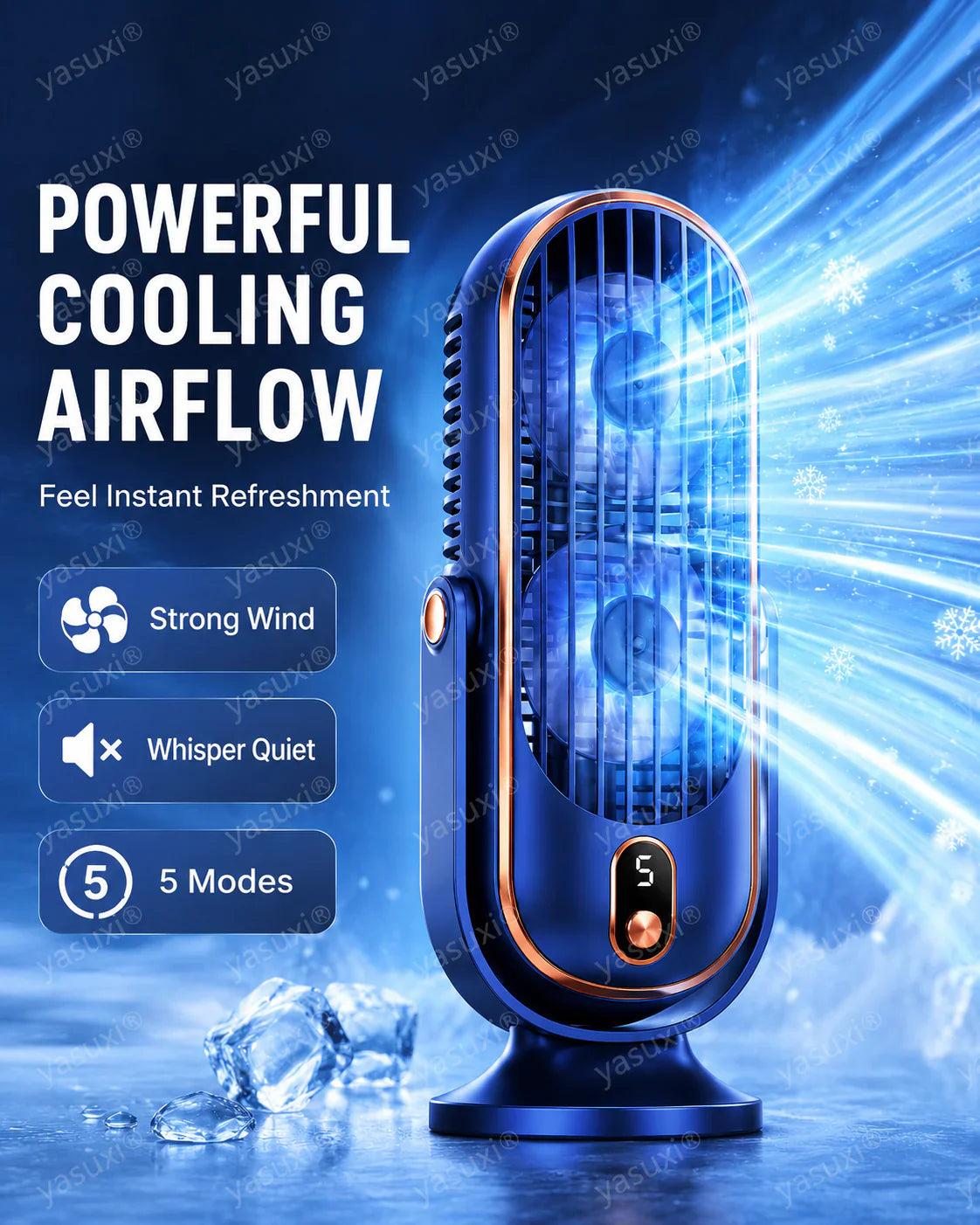 🥳2026 HOT SALE🥳💞50K+ SOLD!💨🌙 50% OFF! Portable Table Fan – 5 speeds, ultra‑quiet, gentle breeze. Perfect for bedroom or office. Stay cool without noise! 😴✨