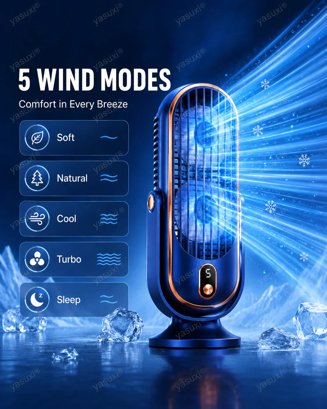 🥳2026 HOT SALE🥳💞50K+ SOLD!💨🌙 50% OFF! Portable Table Fan – 5 speeds, ultra‑quiet, gentle breeze. Perfect for bedroom or office. Stay cool without noise! 😴✨