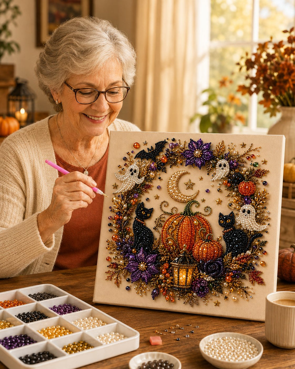 👻 Halloween Ghost Pearl Art DIY Kit