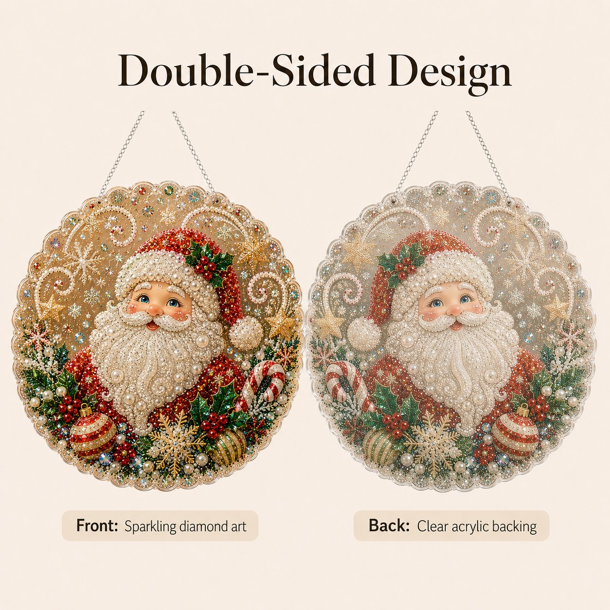 🎄Christmas Pearl Diamond Art Hanging Ornament Kit | Resistant Non-Fading Pearl Beads DIY Handmade Holiday Hanging Decor 🎅💎
