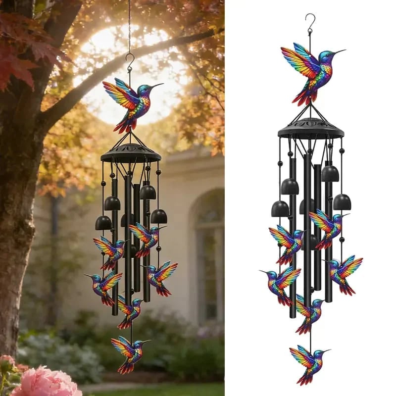 🐦Vintage Colorful Hummingbird Wind Chime with Metal Tubes and Bells