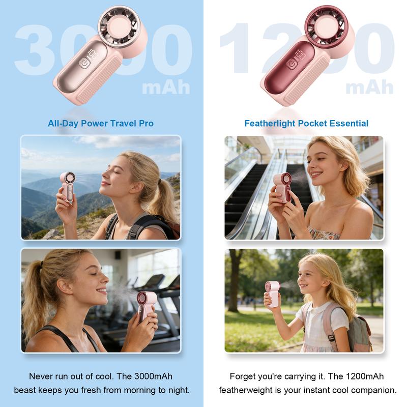 💨 Mini Handheld Fan with LED Display|  🧊6 speeds, 10.7 hours of cool| Weighs nothing – goes anywhere