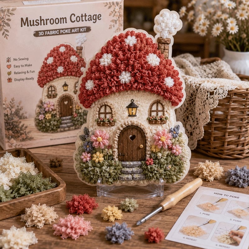 🏡 No-Sew 3D Textile Art Kit: Fairy Village ✨