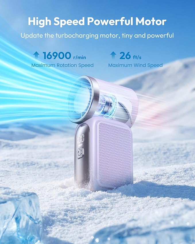 💨 Mini Handheld Fan with LED Display|  🧊6 speeds, 10.7 hours of cool| Weighs nothing – goes anywhere