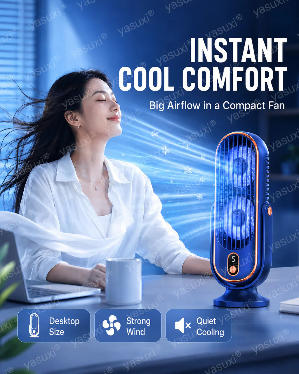 🥳2026 HOT SALE🥳💞50K+ SOLD!💨🌙 50% OFF! Portable Table Fan – 5 speeds, ultra‑quiet, gentle breeze. Perfect for bedroom or office. Stay cool without noise! 😴✨