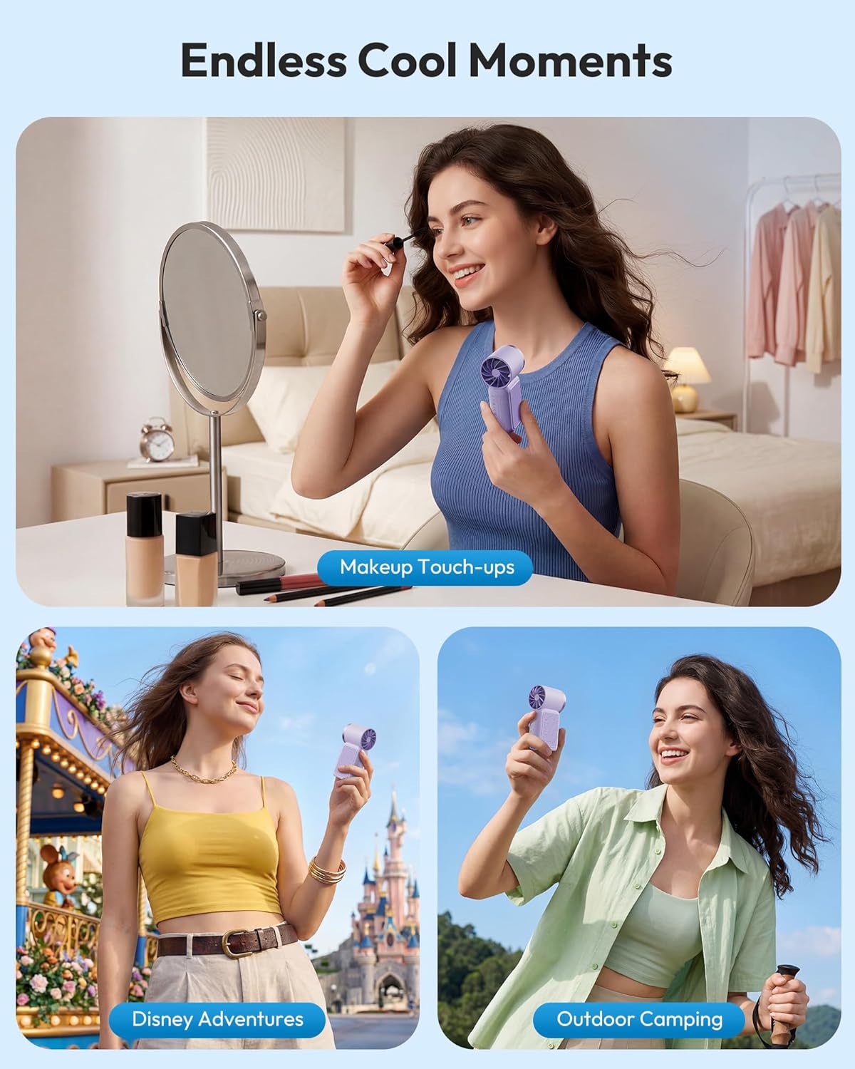 💨 Mini Handheld Fan with LED Display|  🧊6 speeds, 10.7 hours of cool| Weighs nothing – goes anywhere
