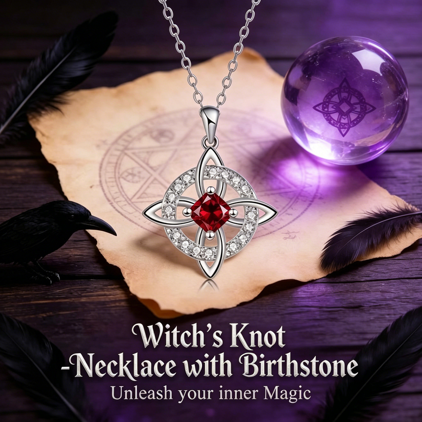 Mystical Birthstone Witches Knot Necklace – Natural Crystal🔮💞Protect Your Loved Ones