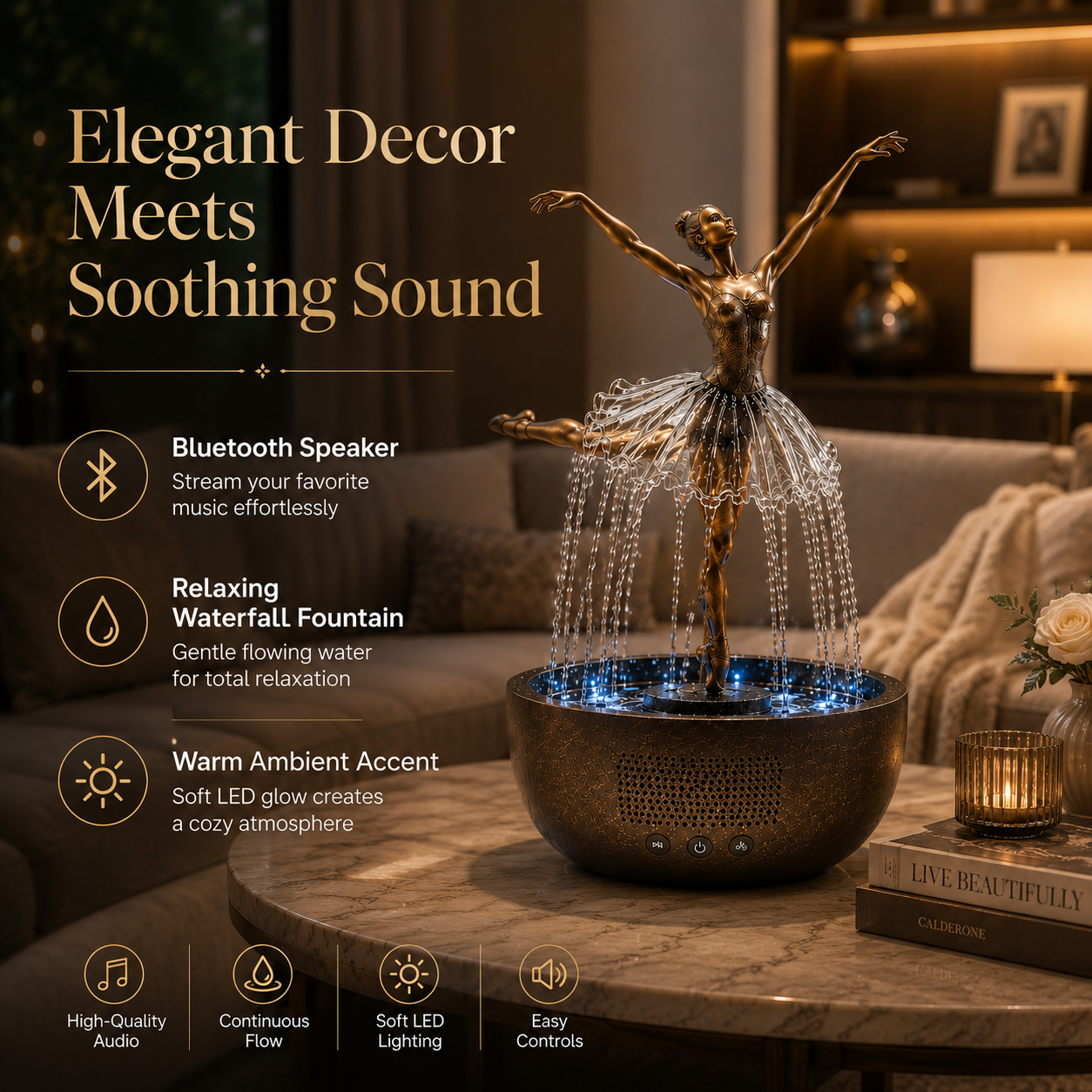 🎁Elegant Ballerina Waterfall Fountain Lamp