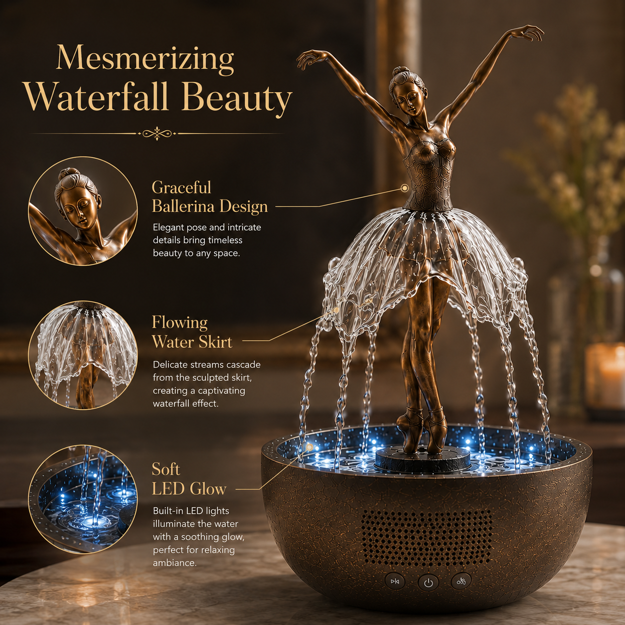 🎁Elegant Ballerina Waterfall Fountain Lamp