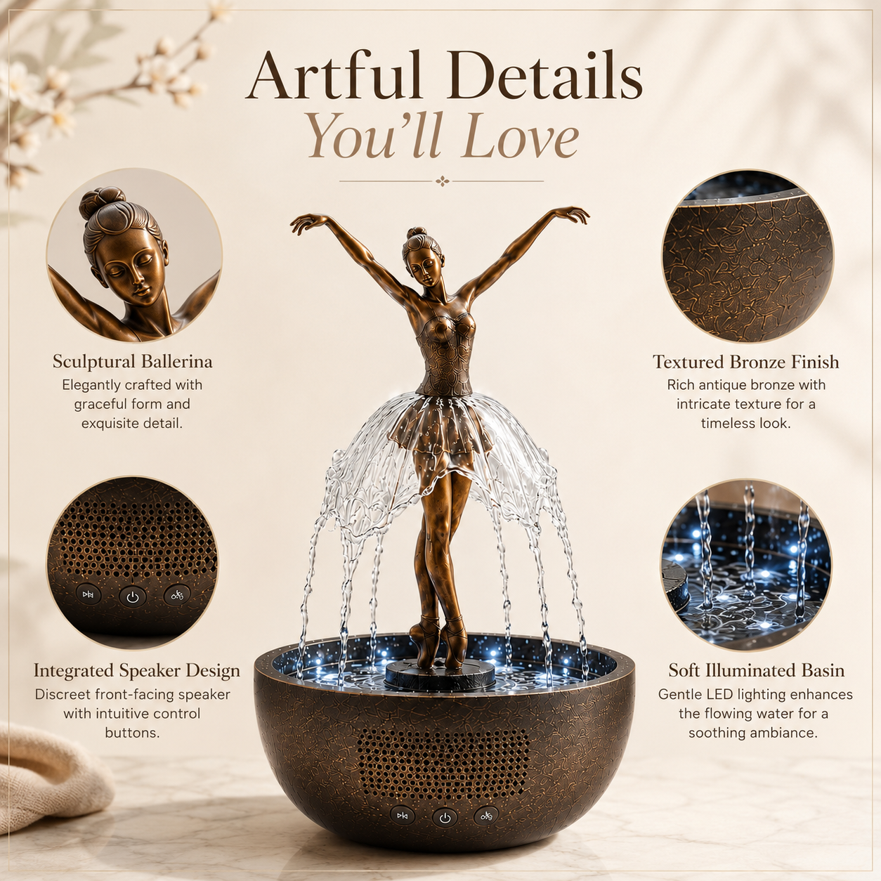 🎁Elegant Ballerina Waterfall Fountain Lamp