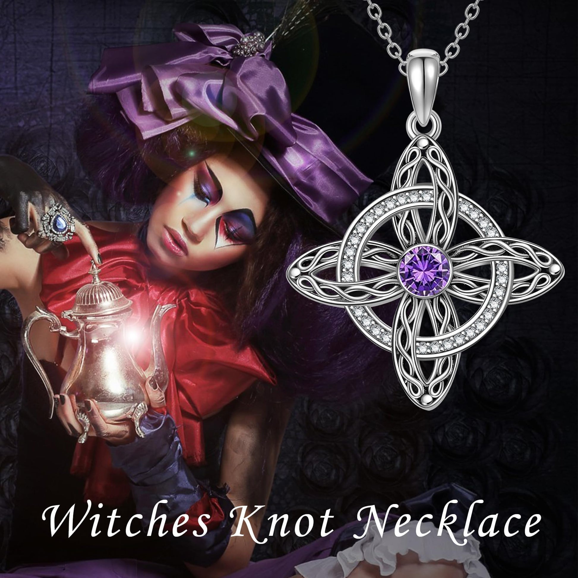 Mystical Birthstone Witches Knot Necklace – Natural Crystal🔮💞Protect Your Loved Ones