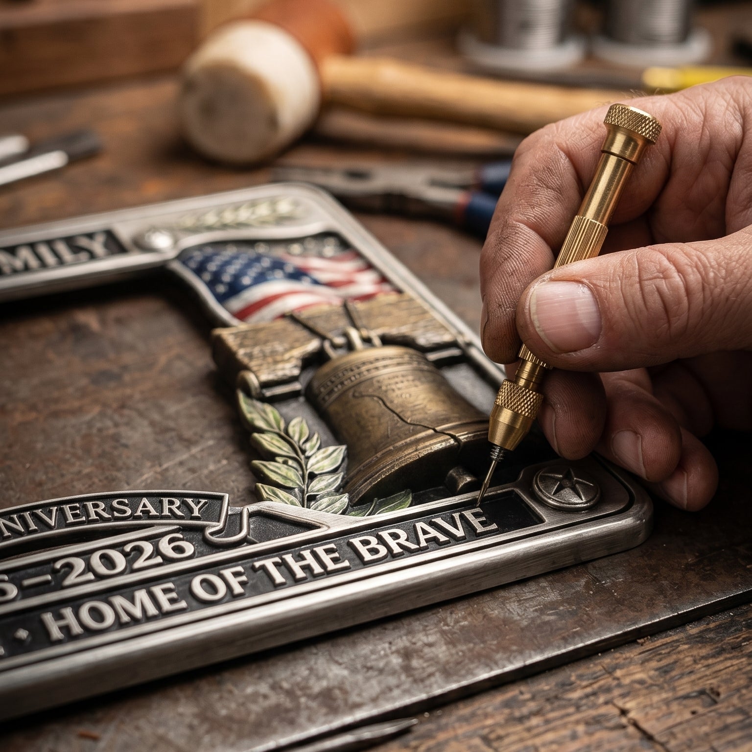 Personalized 250th Anniversary Commemorative License Plate Frame – Patriotic Metal Accessory