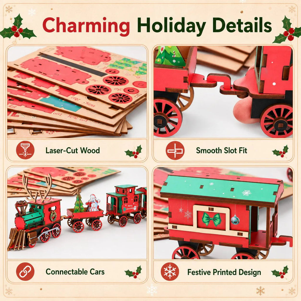 🎅🎄Christmas DIY Kit: 3D wooden train to assemble