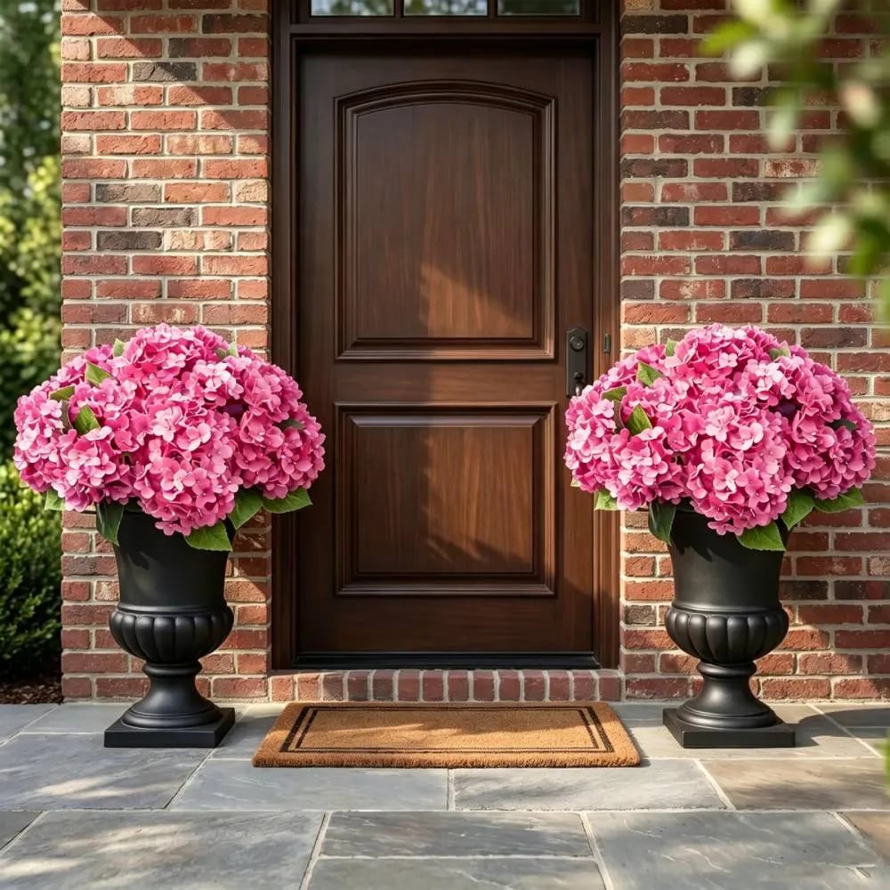 🌼Artificial Hydrangea Flowers for Outdoors – Low-Maintenance Faux Flower Bouquet for Porch, Patio & Garden Decor💐🌸