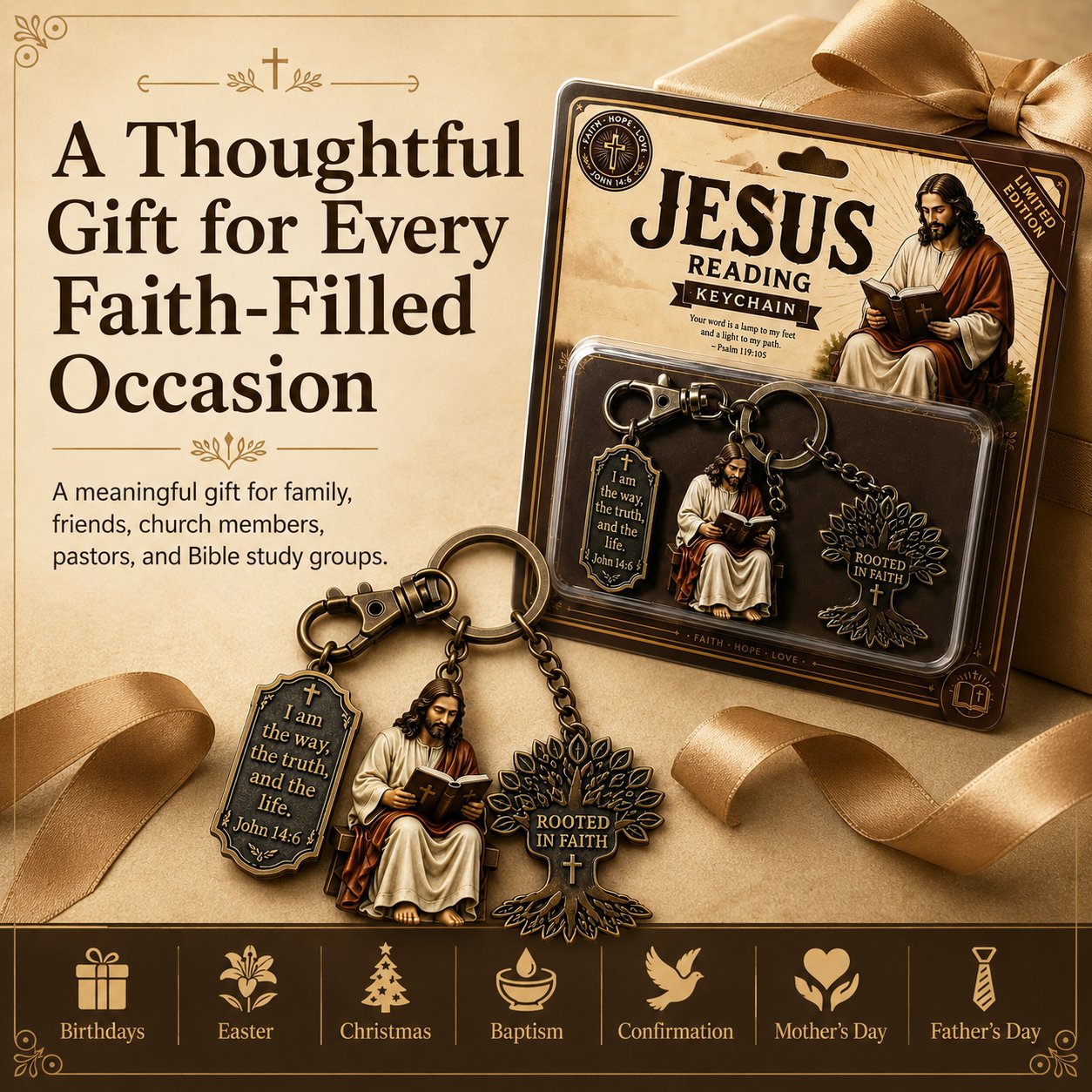 🔥LAST DAY 49% OFF - ✝Jesus Reading Keychain