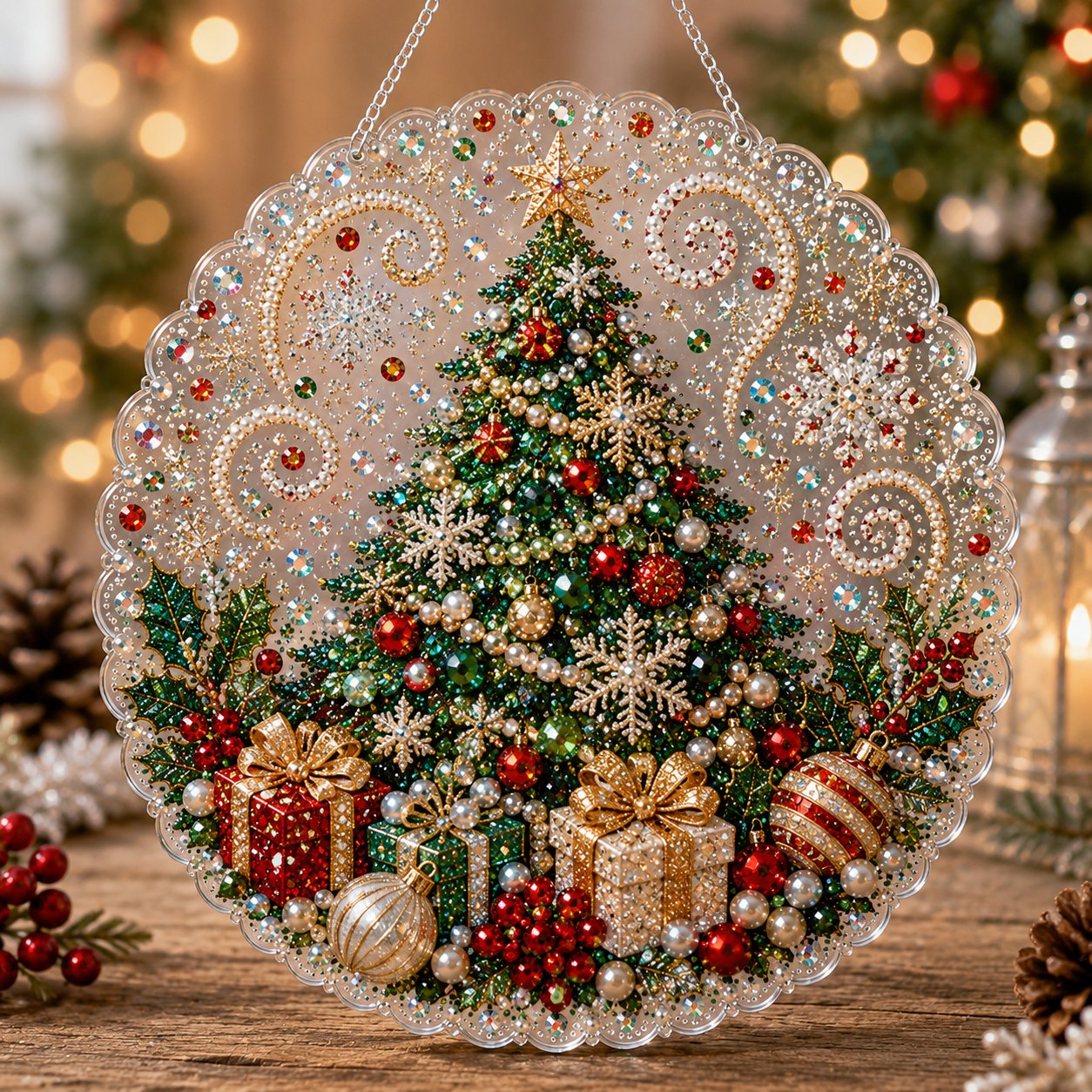 🎄Christmas Pearl Diamond Art Hanging Ornament Kit | Resistant Non-Fading Pearl Beads DIY Handmade Holiday Hanging Decor 🎅💎