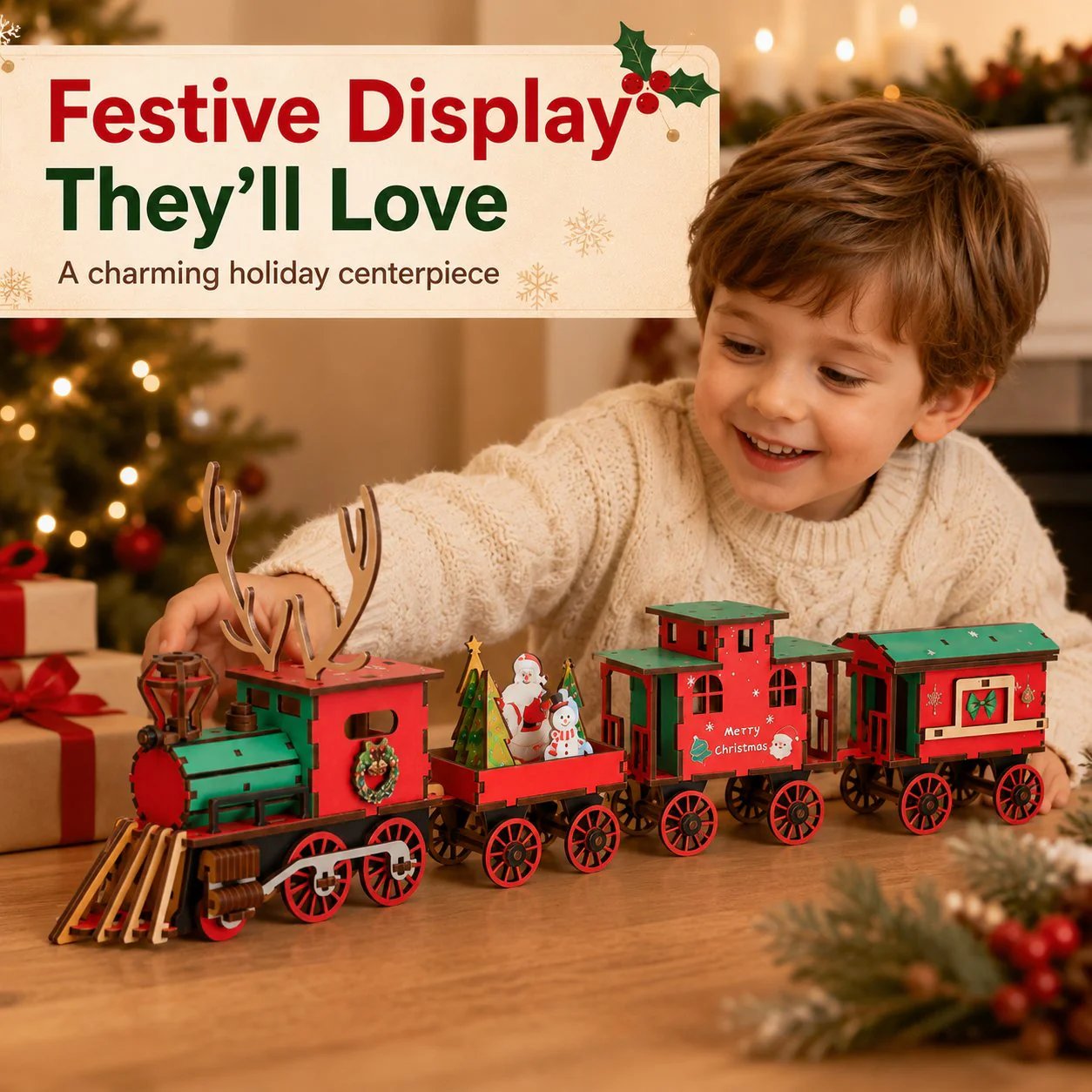 🎅🎄Christmas DIY Kit: 3D wooden train to assemble