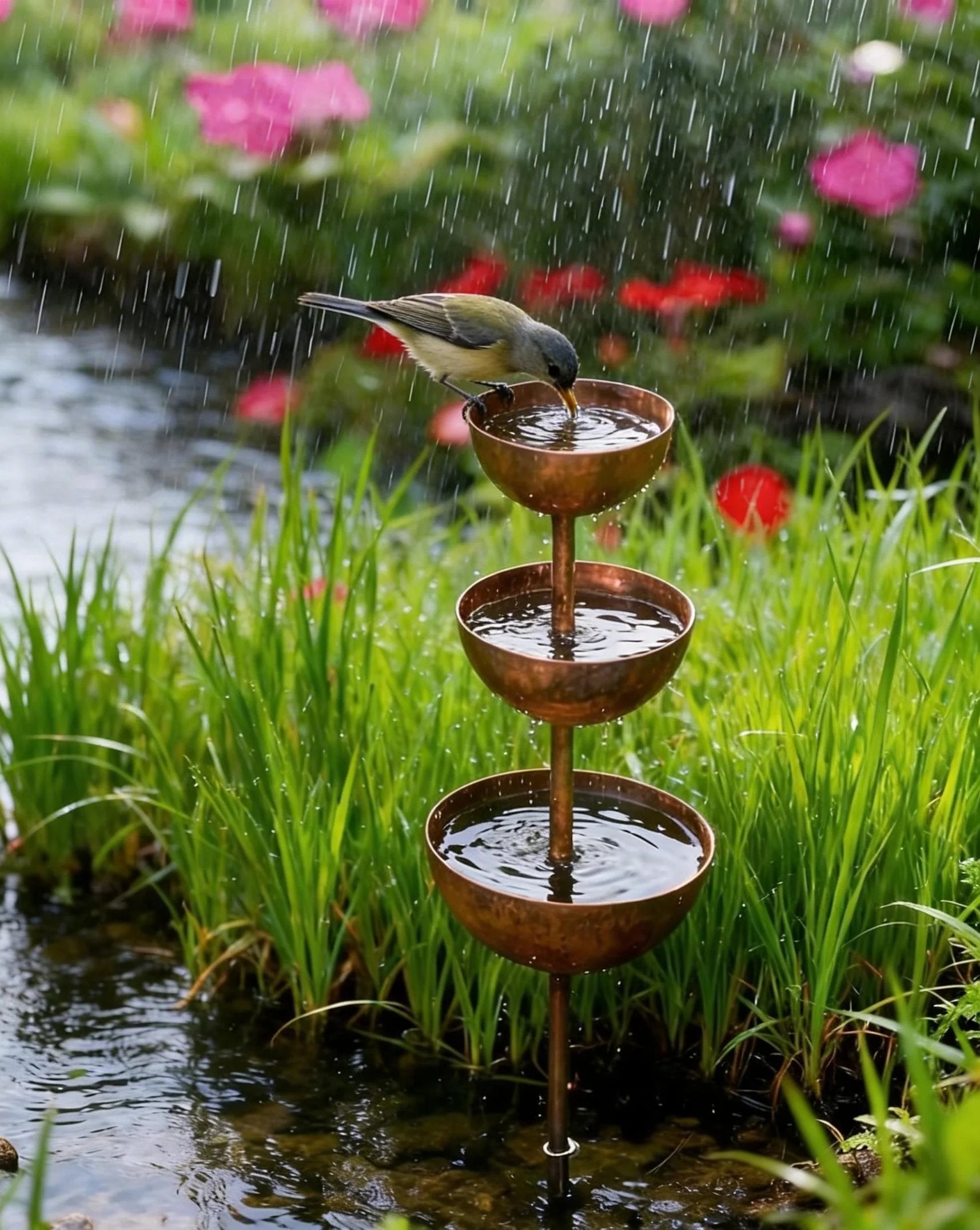 🐦Final Hours Flash Sale ￡12.99!!⚡ Rain Catcher - Plant Support 🌧️Metal Garden Ornament