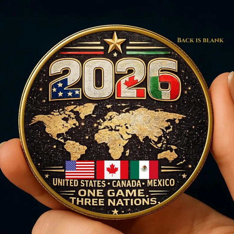 🏆 Flash Sale: 60% OFF ⚽ Soccer Fan Gift 🎁World Cup 2026 Coin:  USA Canada Mexico Match Day Keepsake Football Collectible