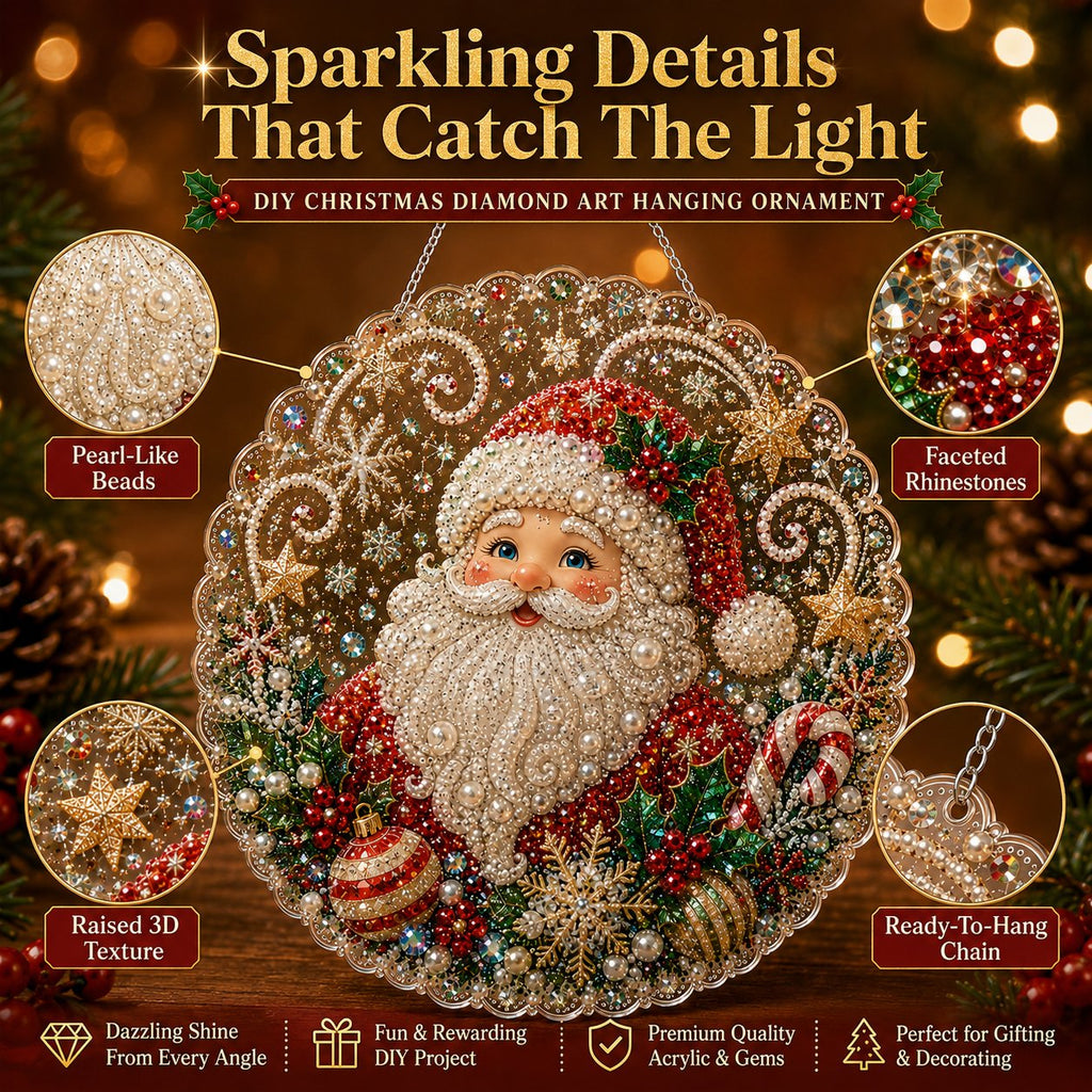 🎄Christmas Pearl Diamond Art Hanging Ornament Kit | Resistant Non-Fading Pearl Beads DIY Handmade Holiday Hanging Decor 🎅💎