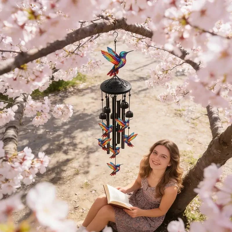 🐦Vintage Colorful Hummingbird Wind Chime with Metal Tubes and Bells