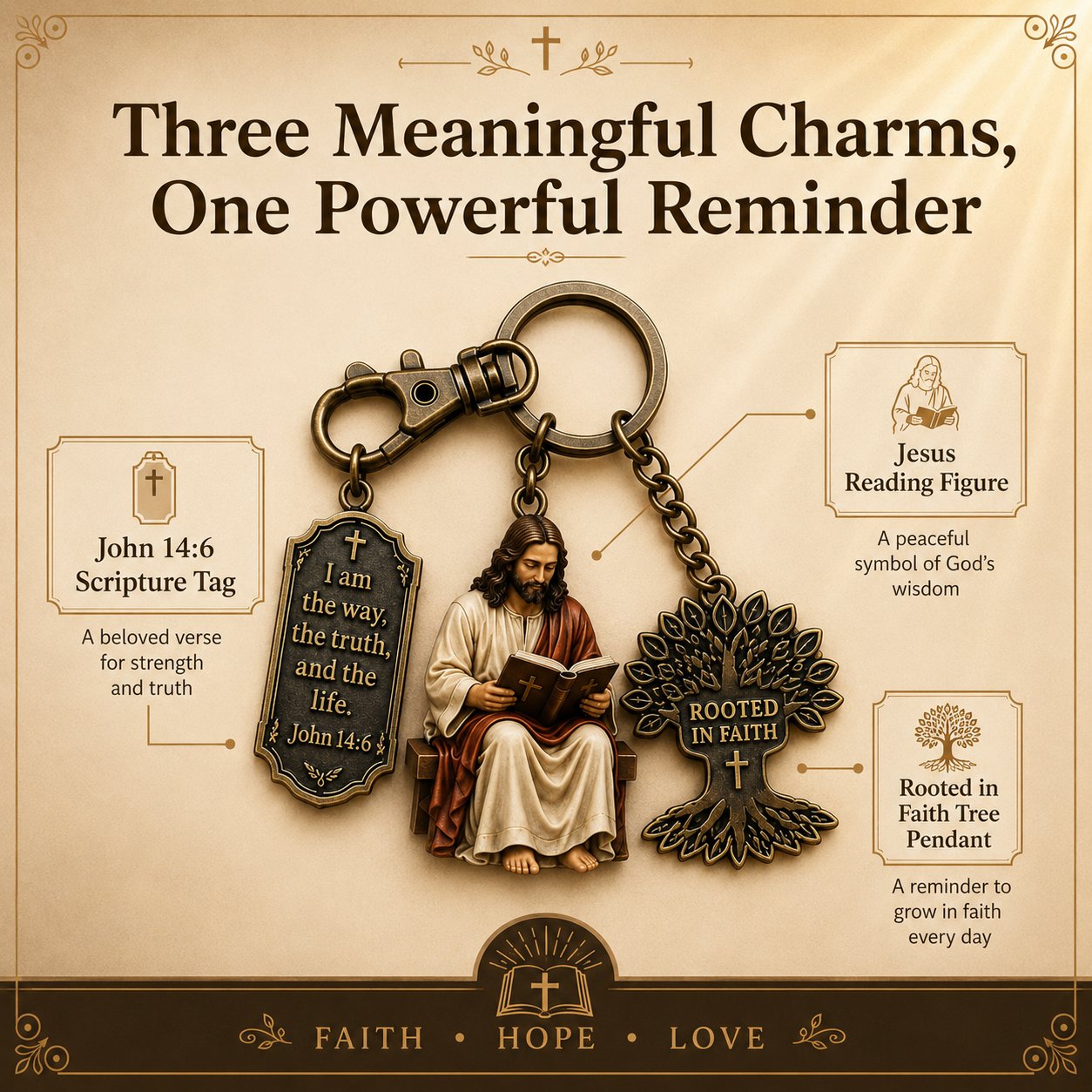 🔥LAST DAY 49% OFF - ✝Jesus Reading Keychain