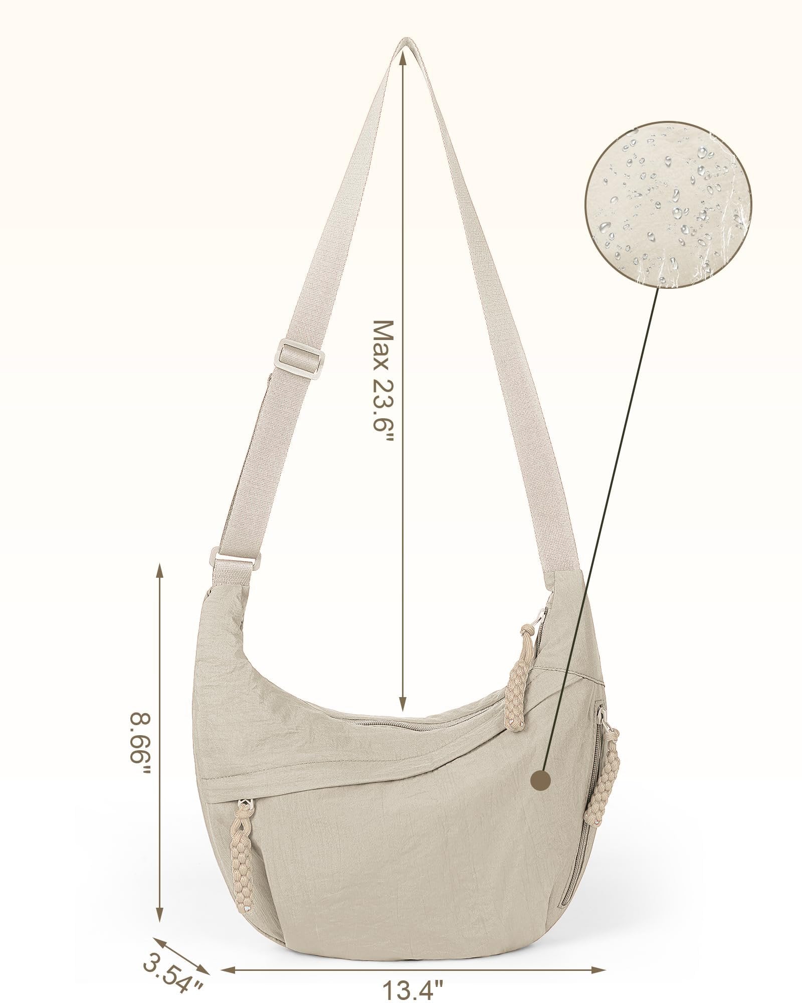 🏆5k sold this week!🔥Designer Direct Sales👜Women's Fashion Plain Color Nylon Crossbody Hobo Bag