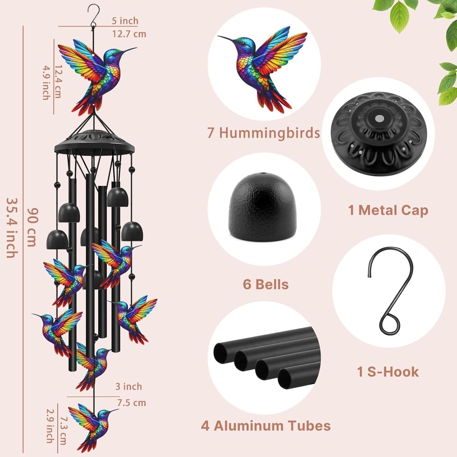 🐦Vintage Colorful Hummingbird Wind Chime with Metal Tubes and Bells