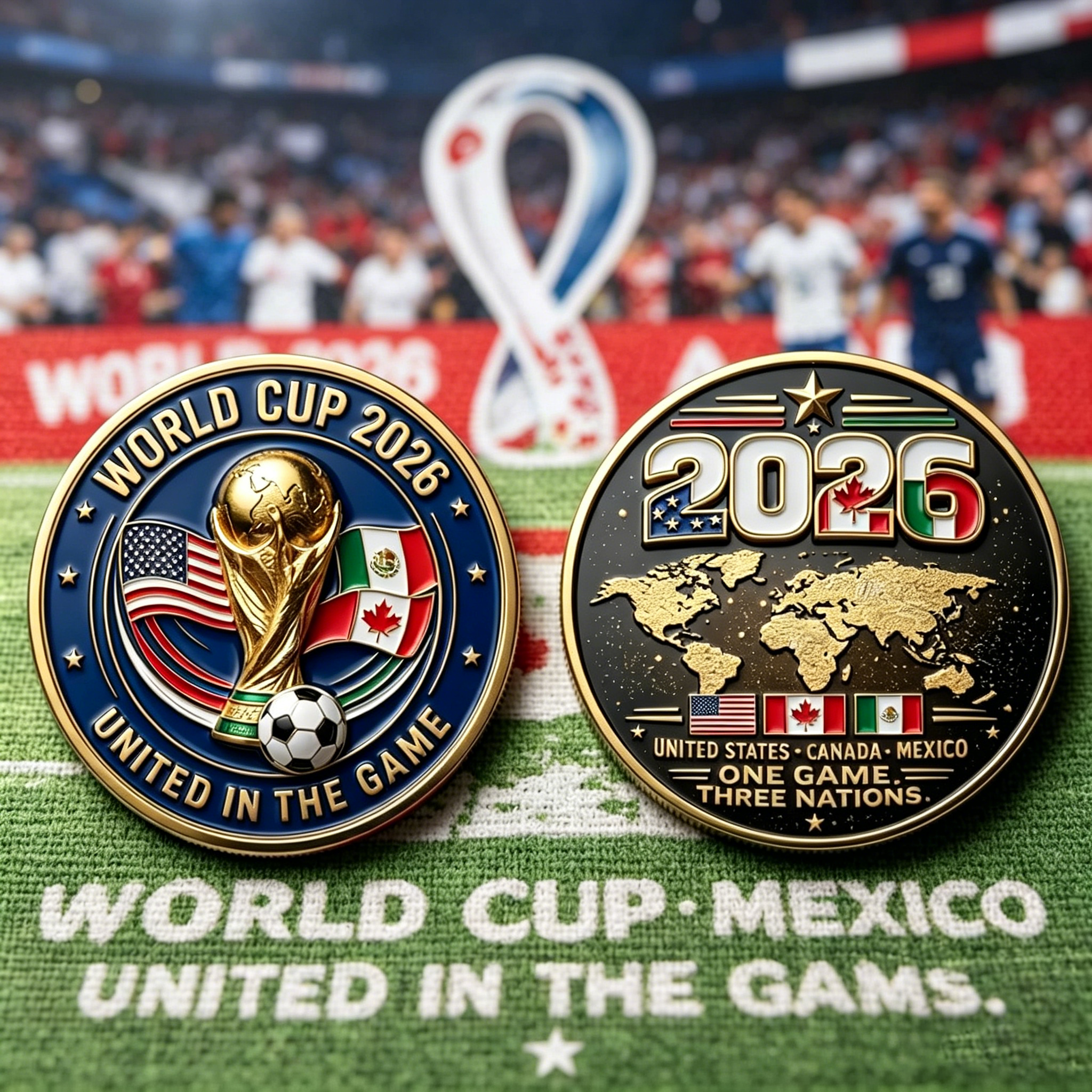 🏆 Flash Sale: 60% OFF ⚽ Soccer Fan Gift 🎁World Cup 2026 Coin:  USA Canada Mexico Match Day Keepsake Football Collectible
