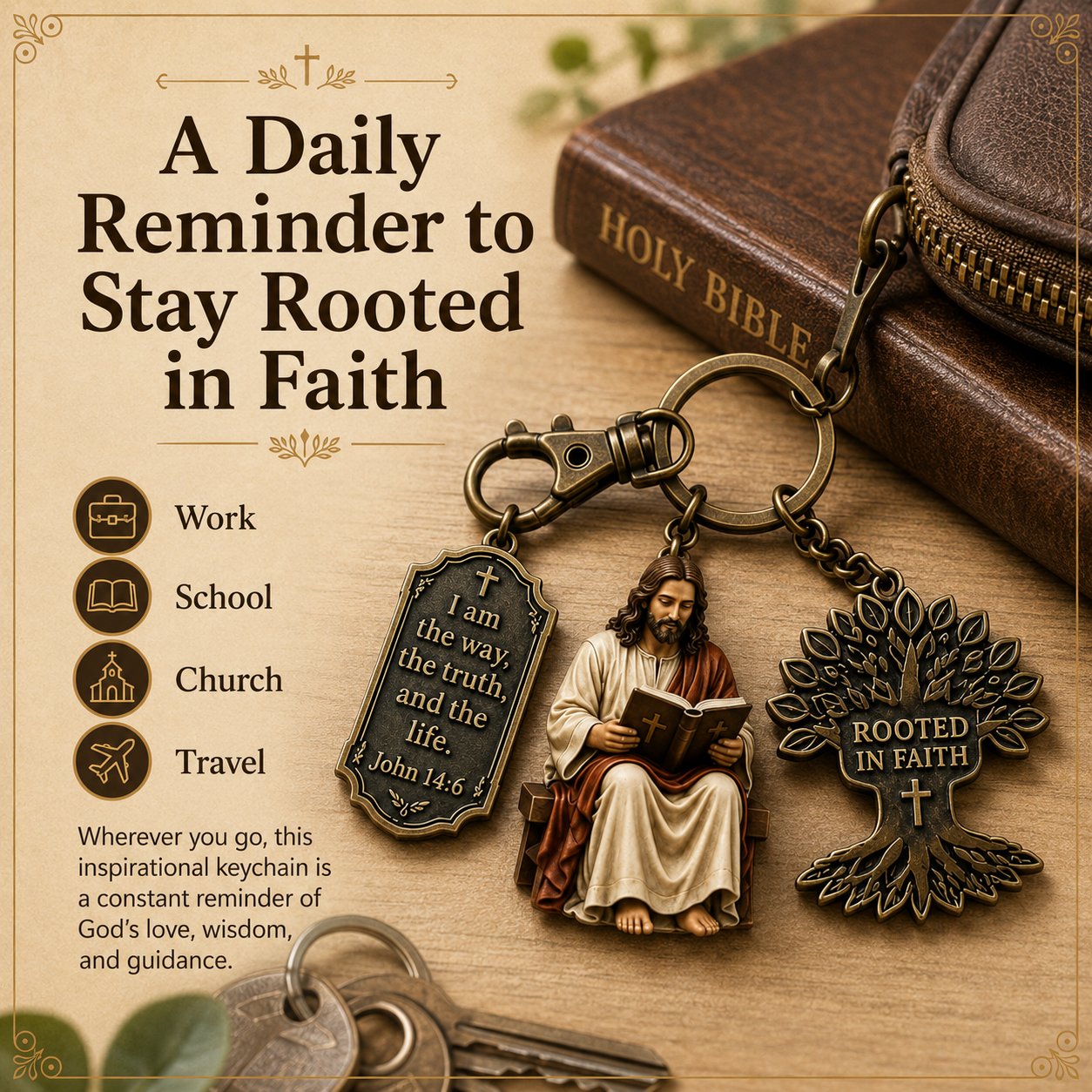 🔥LAST DAY 49% OFF - ✝Jesus Reading Keychain