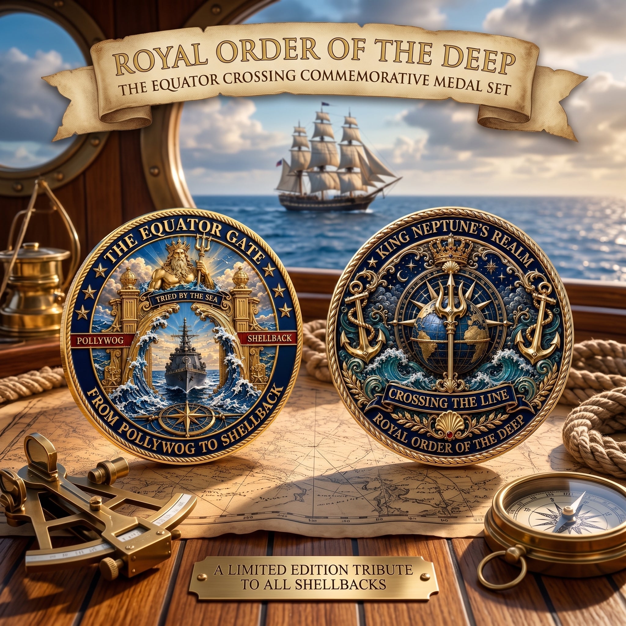 👑King Neptune’s Realm Commemorative Naval Metal Medal