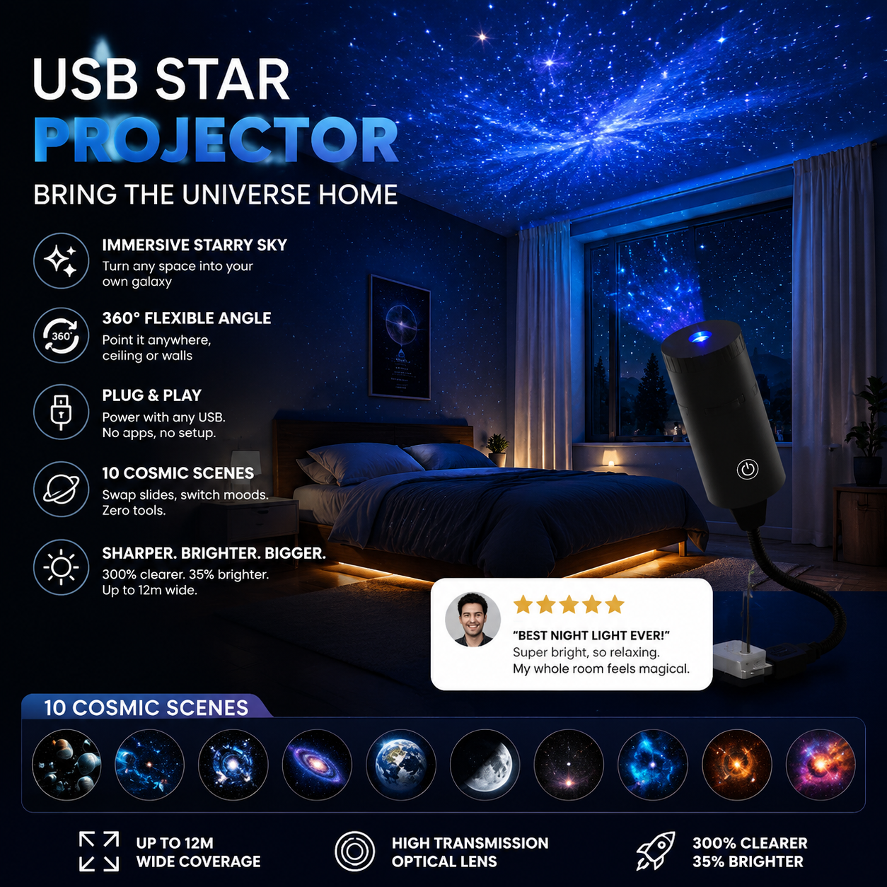 ✨ Plug-and-Play HD Star Projector🥳50,000+ Happy Users