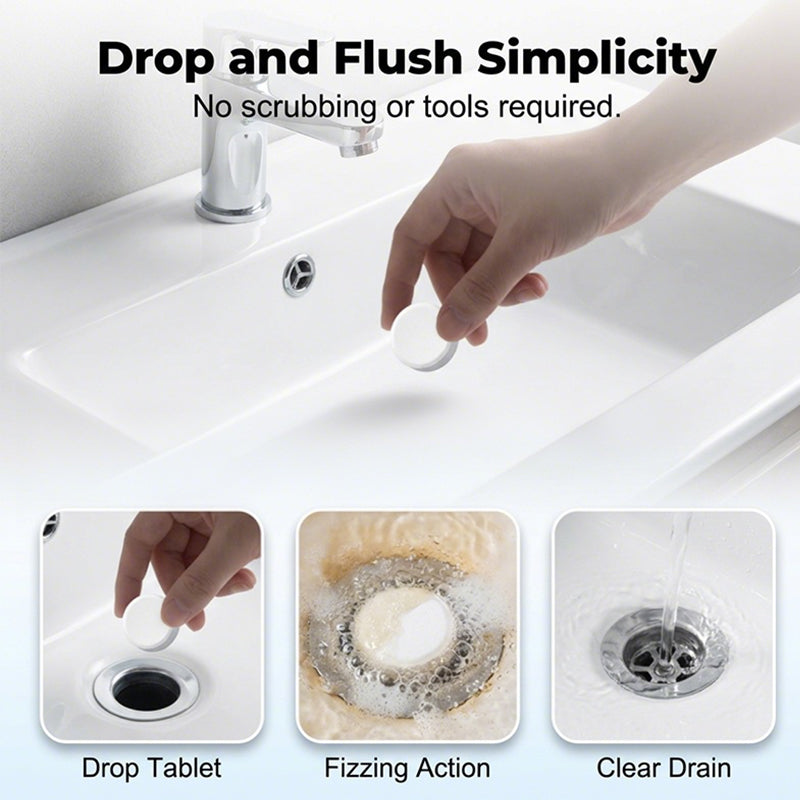 🧼 BUY 2 GET 1 FREE! 🚰 Effervescent Drain Clog Remover Tablets – Fast-Acting, Safe for Pipes & Removes Odors for Smooth Drains ✨