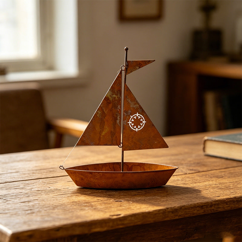 ⛵ 55% OFF NOW! 🌱 Rustic Sailboat Metal Planter – Handcrafted, weather-resistant & perfect for succulents, herbs or flowers – charming garden or shelf decor 🏡