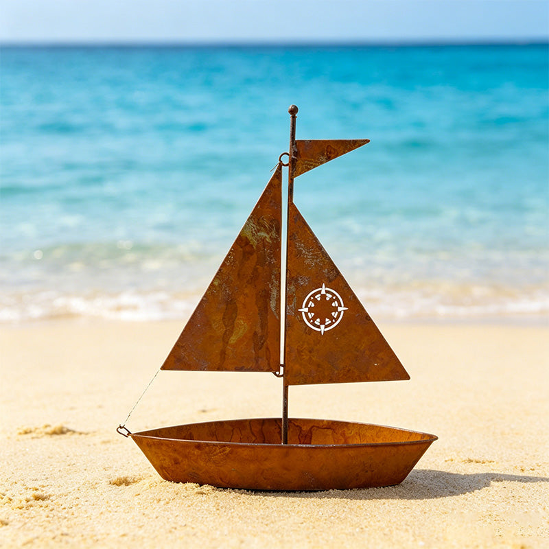 ⛵ 55% OFF NOW! 🌱 Rustic Sailboat Metal Planter – Handcrafted, weather-resistant & perfect for succulents, herbs or flowers – charming garden or shelf decor 🏡