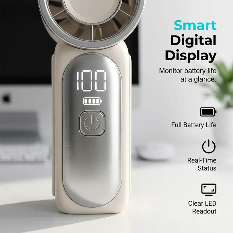 💨 Mini Handheld Fan with LED Display|  🧊6 speeds, 10.7 hours of cool| Weighs nothing – goes anywhere