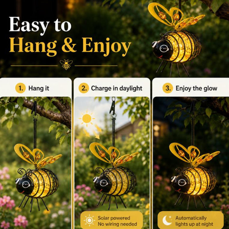⏳Time-Limited Special🐝 Solar Powered Hanging Bee Garden Light - Perfect Gift For Plant Lovers ❤️